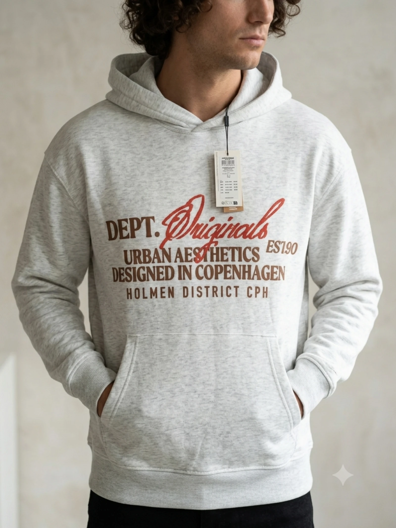Moletom com capuz Jack and Jones cinza claro tamanho G novo com etiqueta – photo 2